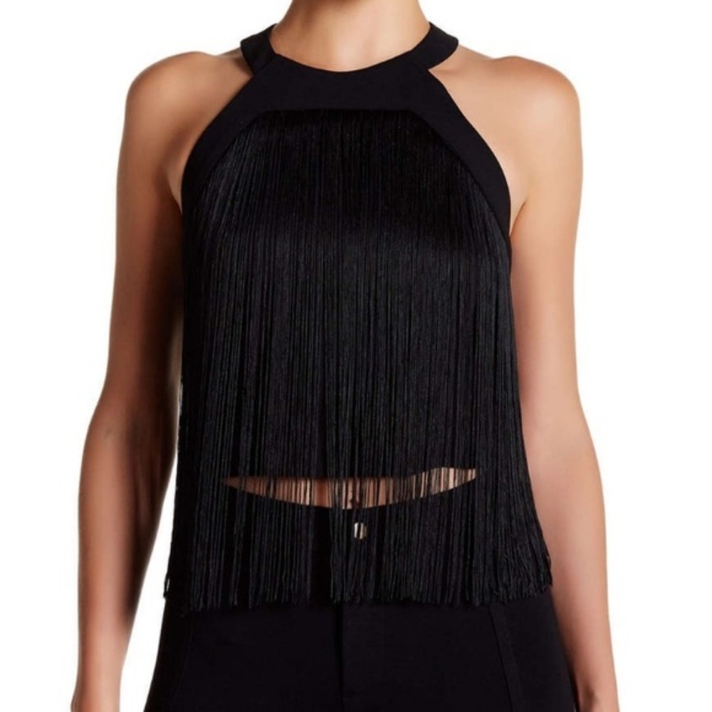 Fringe halter crop top